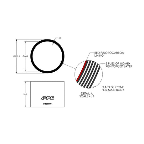 PPE Universal 3.5" X 3.0" L 6MM 5-Ply Silicone Coupler 515353503