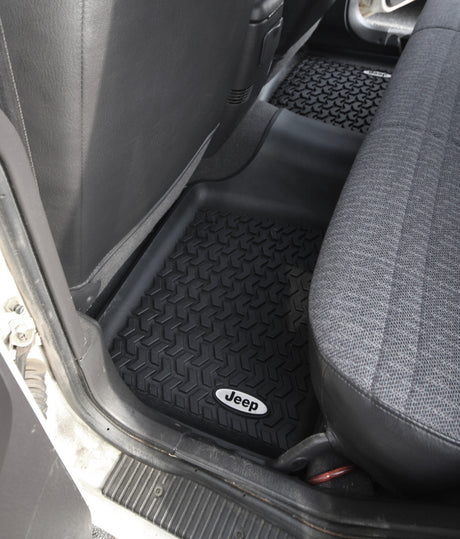 Rugged Ridge Floor Liner Rear Black 1984-2001 Jeep Logo Cherokee XJ - View 2 | Dirty Garage