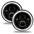 Universal 7" High Powered LED Headlights Black Bezel White | Dirty Garage