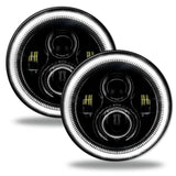 Universal 7" High Powered LED Headlights Black Bezel White | Dirty Garage