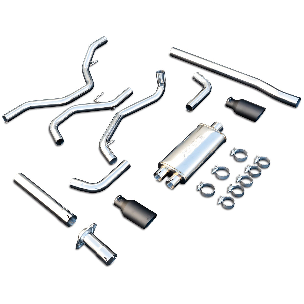 2009-2014 F-150 Exhaust Cat Back () Polish Tube Black Tips - View 2 | Dirty Garage