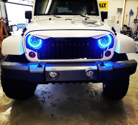 Universal 7" High Powered LED Headlights Black Bezel Dynamic - View 9 | Dirty Garage