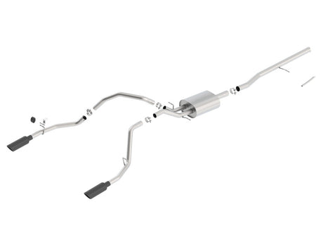 Borla 14 Sierra 1500 C/B S-Type Exhaust/2.75in Into Dual 2.25in Out 4in Split Rear Exit-Black Chrome - View 2 | Dirty Garage