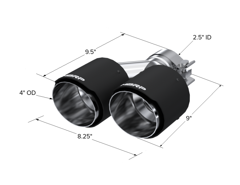 Universal Carbon Fiber Dual Tip 4" OD 2.5" Inlet - View 3 | Dirty Garage