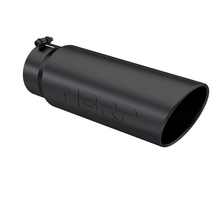 Universal 6" OD Angled Rolled End 5" Inlet 18" Black Finish Exhaust Tip | Dirty Garage
