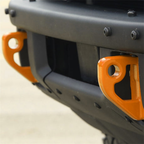 2021+ Bronco Front Bumper Tow Hooks - Orange - View 3 | Dirty Garage