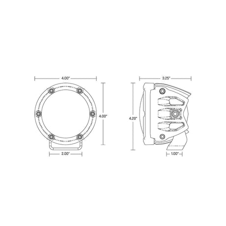 Universal 360 Series 4" Amber Pro Spot Round Lights Pair - View 3 | Dirty Garage