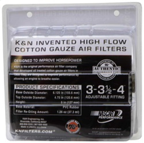 Universal Air Filter Chrome Round Tapered Red - 4in Flange ID x 1.125in Flange Length x 5.5in H - View 11 | Dirty Garage