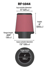 Universal Round Tapered Universal Air Filter 6 inch Flange 7.5 inch Base 5 inch Top 8 inch Height - View 5 | Dirty Garage