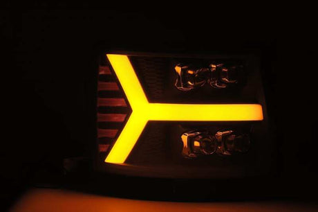 2007-2013 GM HD Nova-Series LED Projector Jet Black Headlight Sequential Turn Signal - View 3 | Dirty Garage