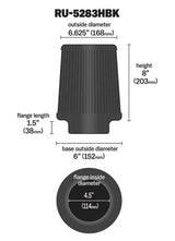 Universal Rubber Filter-Round Tapered 4.5in Flange ID x 8in Base OD x 6.625in Top OD x 8in H - View 7 | Dirty Garage