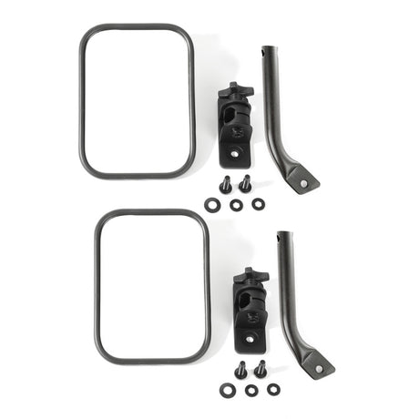 Rugged Ridge 97-18 Jeep Wrangler Textured Black Rectangular Stubby Trail Mirror Kit | Dirty Garage