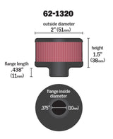 Universal Clamp On Rubber Base Crankcase Vent Filter 0.375in Flange ID x 2in OD x 1.5in Height | Dirty Garage