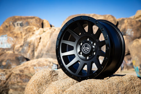 Universal Compression 17x8.5 6x5.5 25mm Offset 5.75" BS 95.1mm Bore Double Black Wheel - View 3 | Dirty Garage