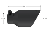 Universal 4" OD Dual Wall Angled 2.5" Inlet 8" Exhaust Tip Black - View 2 | Dirty Garage