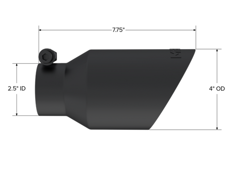 Universal 4" OD Dual Wall Angled 2.5" Inlet 8" Exhaust Tip Black - View 2 | Dirty Garage
