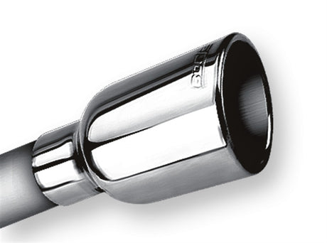 Borla 2.25in Inlet 3.19in Round Rolled Angle Cut Outlet x 5in Long Embossed Tip | Dirty Garage