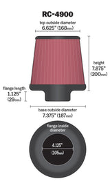 Universal Air Filter Round Tapered 7.375in Base OD/6.625in Top OD/7.875in Height - View 6 | Dirty Garage