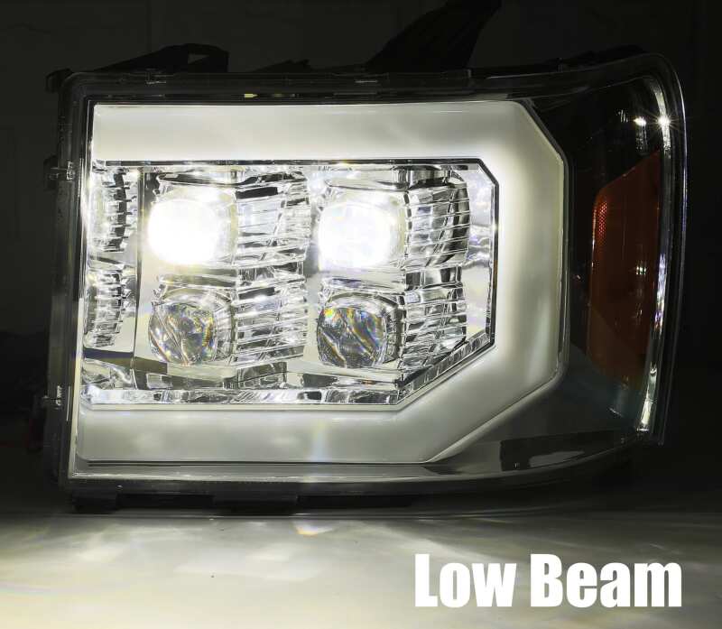2007-2013 GM HD Nova-Series LED Projector Chrome Headlight Active Light Sequential Signal DRL - View 3 | Dirty Garage