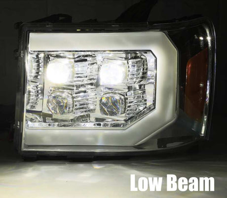 2007-2013 GM HD Nova-Series LED Projector Chrome Headlight Active Light Sequential Signal DRL - View 3 | Dirty Garage