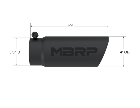 Universal Tip 4" OD Angled Rolled End 3.5" Inlet 10" Length Black Finish - View 4 | Dirty Garage