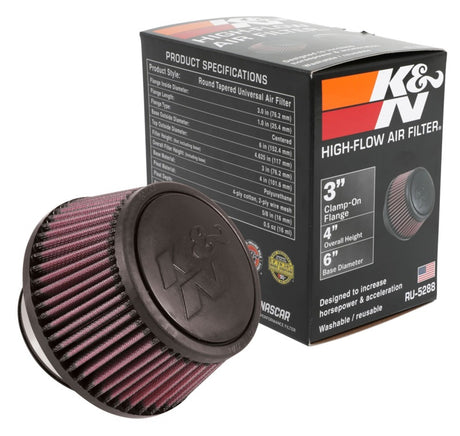 Universal Round Clamp-On Air Filter 3in Flange ID x 6in Base OD x 4.625in Top OD x 3in Height - View 8 | Dirty Garage