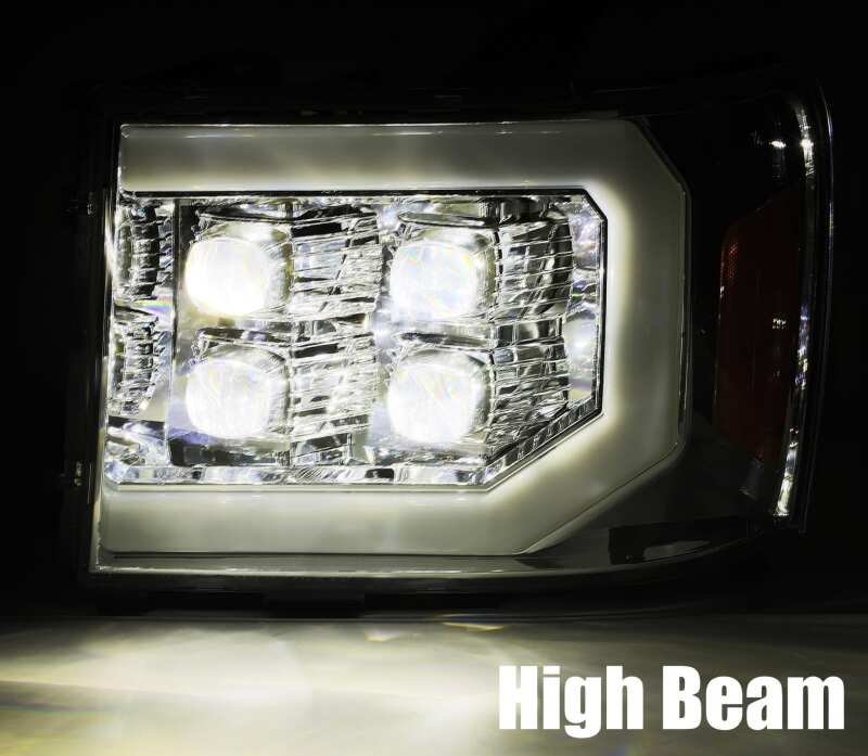 2007-2013 GM HD Nova-Series LED Projector Chrome Headlight Active Light Sequential Signal DRL - View 4 | Dirty Garage