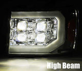 2007-2013 GM HD Nova-Series LED Projector Chrome Headlight Active Light Sequential Signal DRL - View 4 | Dirty Garage