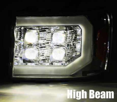2007-2013 GM HD Nova-Series LED Projector Chrome Headlight Active Light Sequential Signal DRL - View 4 | Dirty Garage