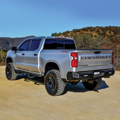 Westin 19-22 Chevrolet Silverado / GMC Sierra Crew Cab Outlaw Nerf Step Bars - Textured Black - View 3 | Dirty Garage