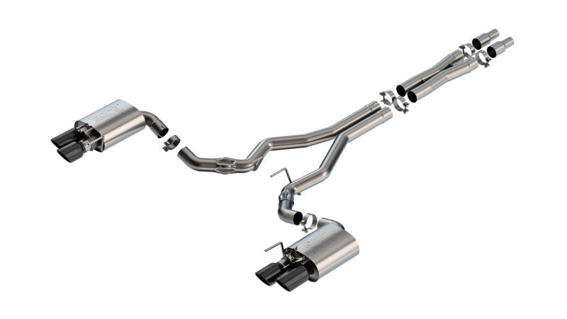 Borla 2024 Ford Mustang GT 5.0L V8 w/ Active Exhaust ATAK Cat-Back Exhaust System - Black Chrome | Dirty Garage
