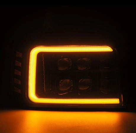 1992-1996 Super Duty Bronco Nova-Series LED Projector Alpha-Black Headlight Active Light SS & Switchback DRL - View 3 | Dirty Garage