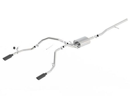 Borla 14 Silv/Sierra C/B Exhaust ATAK 1500 5.3L V8 AT/MT 2&4WD Ext Cab (78.7) WB - Black Chrome - View 2 | Dirty Garage