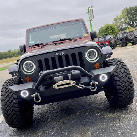 2007-2018 Wrangler JK Switchback LED Halo Headlights Amber White Switchback - View 6 | Dirty Garage