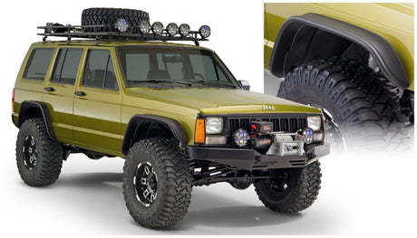 1984-2001 Jeep Cherokee Flat Style Flares 4pc - Black - View 3 | Dirty Garage