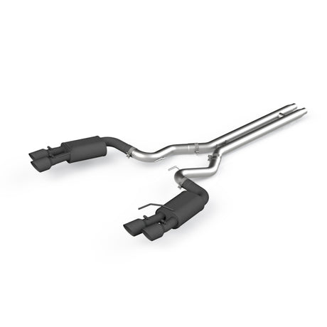 2018-2019 Mustang GT 5.0 3" Dual Split Rear Cat Back Quad 4" Dual Wall Tips Black Coated | Dirty Garage