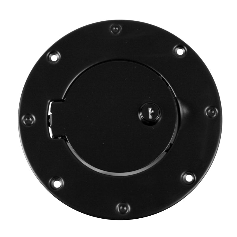 Rugged Ridge 97-06 Jeep Wrangler TJ Black Locking Gas Cap Door - View 2 | Dirty Garage