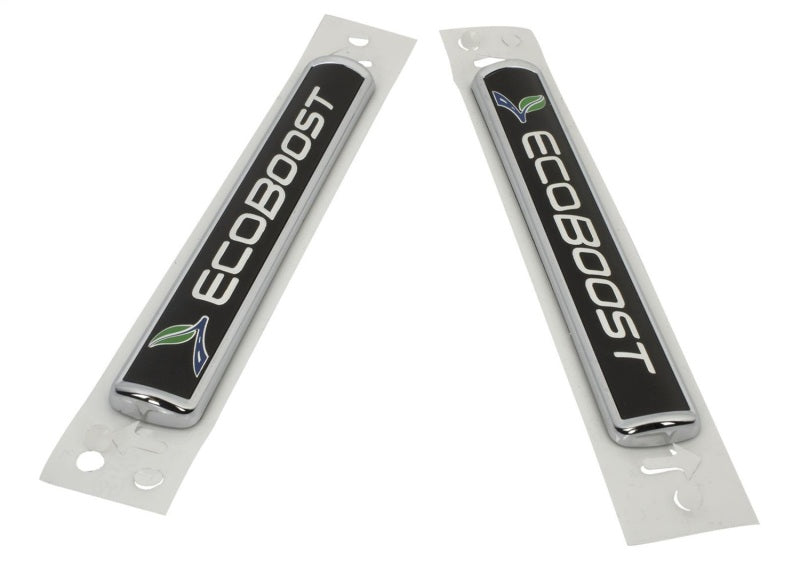 Universal Black/Silver EcoBoost Emblem 3-1/2in x 9/16in - Set of 2 - View 5 | Dirty Garage