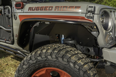Rugged Ridge Inner Fender Liners Frnt Aluminum Black 18-20 Jeep Wrangler JL - View 3 | Dirty Garage