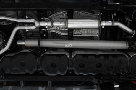 2022 Tundra 3.5"L Dual Cat-back 4" Single Side Exit Rolled Tip Aluminized Steel - View 2 | Dirty Garage