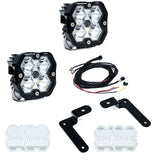 Baja Designs Squadron 2.0 Pro A-Pillar light kit contents for 2018-2026 Jeep Wrangler JL and 2020-2026 Gladiator JT