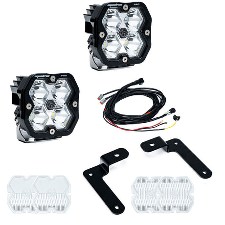 Baja Designs Squadron 2.0 Pro A-Pillar light kit contents for 2018-2026 Jeep Wrangler JL and 2020-2026 Gladiator JT