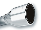 Borla 2.5in Inlet 4.5in Round Rolled Angle Cut Phantom X 7.75in Long Embossed Universal Exhaust Tips - View 2 | Dirty Garage