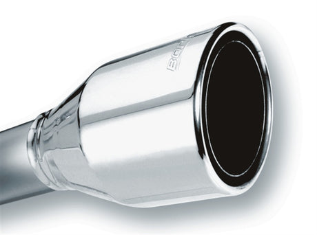 Borla 2.5in Inlet 4.5in Round Rolled Angle Cut Phantom X 7.75in Long Embossed Universal Exhaust Tips - View 2 | Dirty Garage