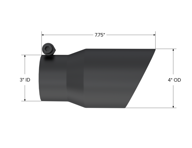 Universal 3" Round x 4" Inlet OD Dual Walled Angled Black Tip - View 4 | Dirty Garage