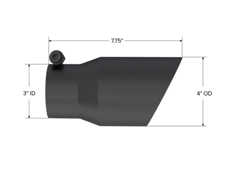 Universal 3" Round x 4" Inlet OD Dual Walled Angled Black Tip - View 4 | Dirty Garage