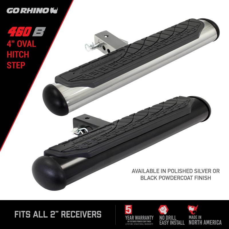 Go Rhino 4in Oval Hitch Step - Black - View 13 | Dirty Garage