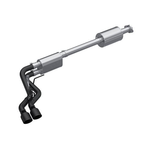 2021-2024 F-150 Black Coated Dual Pre-Axle Street Profile 2.5" OD Tips 3" Cat Back Exhaust - View 2 | Dirty Garage