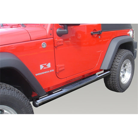 Rugged Ridge 3-In Round Side Steps Black 07-18 2-Door Jeep Wrangler - View 3 | Dirty Garage