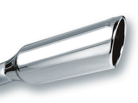Borla 2.25in Inlet 4in Round Rolled Angle Cut x 12in Long Embossed Exhaust Tip - View 2 | Dirty Garage